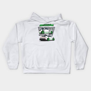 car 911 gt3 rs racing edition detail white green Kids Hoodie